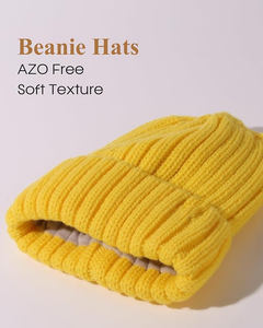 Bonnet en tricot 100% coton sans azo écologique-Chapeau d'hiver en tissu commun à motif à carreaux confortable pour adultes unisexes - Product Image 2