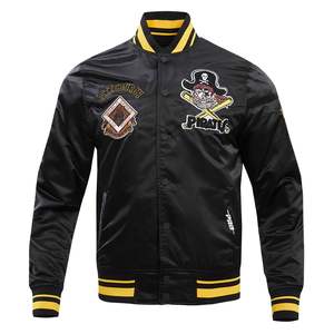 Vente en gros Veste de baseball en satin Finition brillante Veste universitaire avec poignets et ourlet à col côtelé pour uniformes d'équipe - Product Image 1