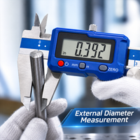 Kaliper Vernier Digital 0-150 mm Alat Ukur Baja Tahan Karat Transfer Data ke Excel Biru