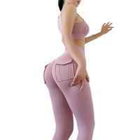 Ensemble de yoga 2 pièces sexy grande taille réversible avec soutien-gorge de sport et leggings taille haute, effet push-up fessier, imperméable, respirant et écologique