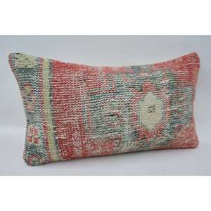 Multicolor Kantha Patchwork Wool <b>Pillow</b> 12x20 Inches Soft Floral Embroidered Woven Pattern for Sofa Use - Product Image 2