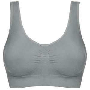 Sujetador deportivo sin costuras para mujer cómodo y elegante transpirable acolchado gimnasio entrenamiento Yoga correr Fitness Tops con logotipo frontal - Product Image 6