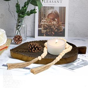 Plateau décoratif en feuilles de bois sculpté à la main, plateau au design unique pour la présentation de bijoux - Product Image 5