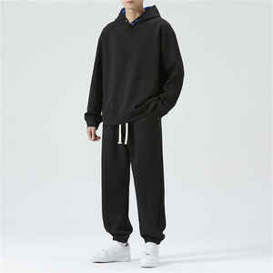 ชุดกีฬาแบบสวมหัวของผู้ชายชุดวอร์มกางเกงทรงหลวมมีฮู้ดซับในบ็อกซี่ไซส์ใหญ่พิเศษ3D ถัก - Product Image 3