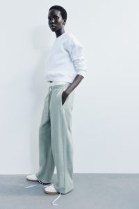 100% haute qualité français éponge matériel Baggy pantalon surdimensionné couleur verte plaine blanc personnalisé broderie Logo Baggy pantalon - Product Image 4