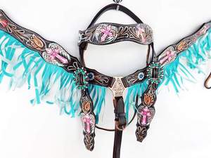 Ensemble hippique-nique en cuir perlé et coloré, équipement d'équitation, Tooled à la main, vente en gros, 2020 - Product Image 3