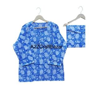 Conjunto de Pijama de Mujer 100% Algodón con Estampado Floral, Cuello de Punto, Cierre con Cordón, Mangas Largas, Primavera - Product Image 2