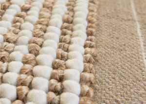 Alfombra de bola de fieltro de lana gruesa moderna hecha a mano alfombra de alta textura a rayas blanco azul gris alfombra para sala de estar dormitorio decoración hecha de algodón - Product Image 4