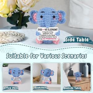 Muñeco de Elefante Azul Tejido a Crochet, Ideal para Decoración del Hogar u Oficina, Personalizable, Venta al Por Mayor, Directo de Fábrica - Product Image 4