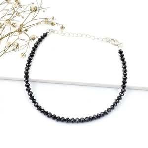 Pulsera de Diamantes Negros con Cuentas Facetadas de 3-4MM, Accesorio de Joyería Elegante y Lujoso - Product Image 2