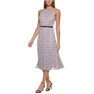 Abito midi in chiffon rosa da donna Tommy Hilfiger stampato con cintura e stampa floreale, taglia 2, vita naturale - Product Image 3