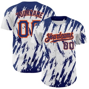 Pakistan Sportswear Industry Custom White Royal-Orange 3D Pattern Design Abstract Sharp Shape Authentique Baseball Jersey - Product Image 1