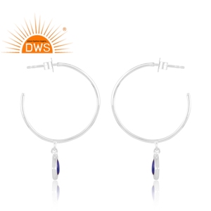 Latest Trending Fine Sterling Silver Natural Blue <b>Resin</b> EvilEye Gemstone Hoop <b>Earring</b> Custom Jewelry Manufacturer - Product Image 3
