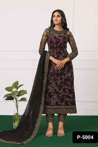 Traje de Salwar Kameez de tela de red de estilo indio y pakistaní con hermoso bordado Chaintich trabajo étnico vestido y Dupatta - Product Image 2