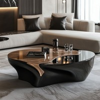 Table d'appoint élégante en bois avec cadre en verre de forme arrondie, qualité exceptionnelle à prix raisonnable