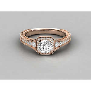 Bague solitaire en or 18 carats avec diamant rond brillant pour femme - Product Image 5