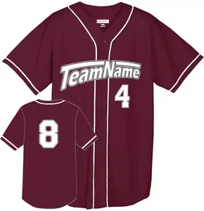 OEM personalizado sólido liso botón abajo Jersey de béisbol para jóvenes hombres mujeres al por mayor proveedor de camisetas de béisbol en Pakistán - Product Image 4