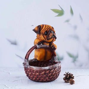ตะกร้าใส่ลูกสุนัขสีน้ำตาล สไตล์เรียบง่าย ดีไซน์เรซิ่นแบบภาพนิ่ง - Product Image 1