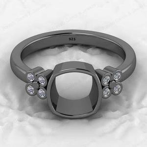 Haute qualité 925 argent Sterling plaqué or 8x8mm coussin CZ Semi montage blanc lunette réglage anneau bon composant de bijoux fins - Product Image 4