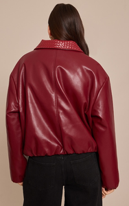 Blousons Bomber Moto Hiver Femme Personnalisés Style Rétro Urbain en Cuir Lavé Imperméable avec Col Tissé et Fermeture Éclair – Vente en Gros - Product Image 2