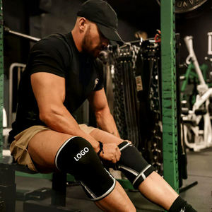 Haute qualité Logo personnalisé néoprène élastique Gym genouillère haltérophilie Fitness Powerlifting Compression coude genouillères - Product Image 4