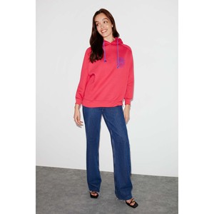 ETHIQUET Polinia Sudadera con capucha para mujer, forro polar, estampado en el busto, corte regular, cordón de contraste - Product Image 4