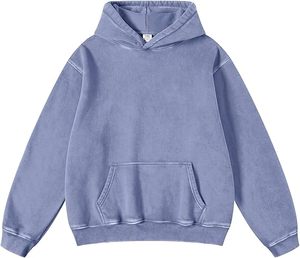 Sudadera con capucha bordada desgastada Tallas grandes Sudadera con capucha algodón rhinestone Peso pesado Venta al por mayor Oversize Streetwear Sudaderas con capucha para hombres - Product Image 3