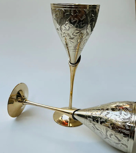 Decorative Finish Brass <b>Wine</b> <b>Goblet</b> Handmade Engraved Chalice Vintage Metal Cup Antique Drinking Glass Barware Wedding Decor - Product Image 2