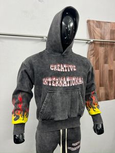 Survêtement décontracté à capuche pour homme, couleur unie, effet délavé, prix bas, respirant, impression de logo personnalisée, service OEM, best-seller hiver 2025 - Product Image 3