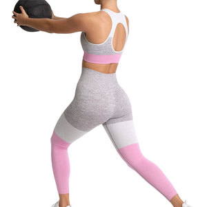 Ensemble de yoga pour femme de haute qualité, vêtements de sport, logo uni sur le devant, sans couture, en Spandex/Polyester, taille élastique, séchage rapide, respirant, direct usine - Product Image 3