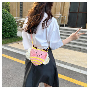 Crochet <b>Bee</b> Cartoon Cotton Bag Large Capacity Handmade Woven Fashionable All-match Portable Shoulder Crossbody Buckle - Product Image 5