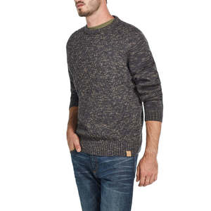 Vintage Extra Large <b>Brown</b> Men's Cross Stitch Sweater Weatherproof Knitwear with Embroidery Pattern Print Decoration ODM Supply - Product Image 2