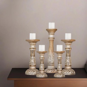 Candelero de Madera de Última Generación con Madera de Primera Calidad, Diseño Antiguo, Alto, Elaborado para Decorar Cualquier Casa de Campo o Rural - Product Image 1