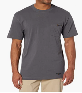 เสื้อยืดกระเป๋าแขนสั้นผู้ชายใหญ่และสูงผ้าฝ้าย100% สั่งโดยตรงเสื้อยืดผ้าฝ้ายจากบังคลาเทศ - Product Image 1