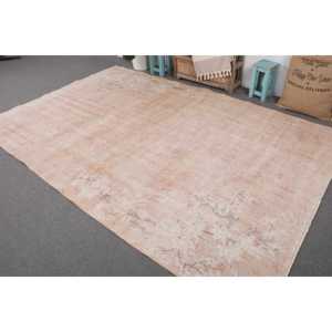 Vintage Large Rug 6.6x9.9 ft, <b>Brown</b> Camouflage Turkish <b>Wool</b> Rug - Product Image 2