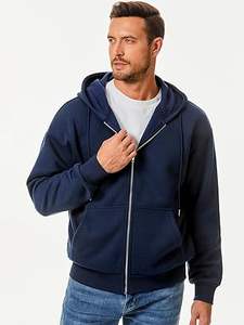 Sudaderas Casuales de Invierno para Hombre, Color Sólido, 100% Algodón, Forro Polar, Corte Regular, Secado Rápido y Transpirable, Alta Calidad, Personalizable - Product Image 5