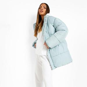 Chaquetas acolchadas de corte regular para mujer de invierno personalizadas, chaquetas acolchadas lisas de moda de estilo informal de manga larga para mujer - Product Image 2