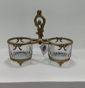 Ensembles de condiments vintage en laiton et en verre en finition argent antique avec taille et forme personnalisées également - Product Image 3