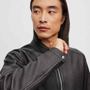 แจ็กเก็ตหนังแท้ของผู้ชายทรงสลิมฟิตเข้ารูปเข้ารูปพอดีกับคอตั้งแฟชั่นใหม่2025 - Product Image 2