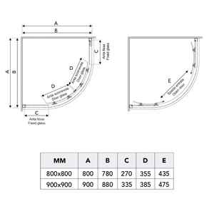 Mampara de Ducha Semicircular 90x90 H195 con Puerta Corredera Transparente y Perfiles Planos Modelo Ferrara - Product Image 6