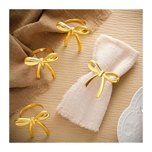 Anneaux de serviette de feuille de Ginkgo de luxe porte-serviettes en métal doré et argenté décor de table élégant pour les mariages et les dîners - Product Image 5