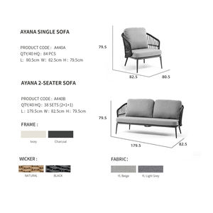 Ensemble de meubles de jardin de luxe pour hôtel, canapé d'extérieur en aluminium, salon, villa, meubles de patio pour piscine, terrasse, complexe hôtelier - Product Image 4