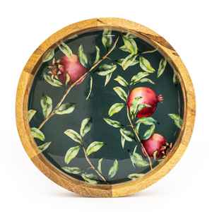 Bandeja de madera con patrón impreso de flor de naranja de tendencia superior bandeja de servicio decorativa redonda para mesa de centro de cocina - Product Image 6