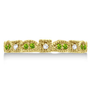 Vintage 14K Yellow Gold Stackable Diamond & <b>Peridot</b> <b>Ring</b> 0.15ct-Elegant Vintage Diamond <b>Rings</b> - Product Image 2