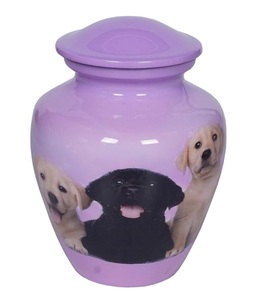 Urne funéraire classique en métal pour animaux de compagnie, avec image de chien, finition élégante - Product Image 3