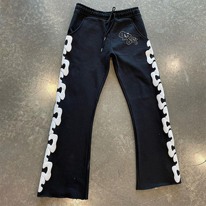 Pantalones de algodón de alta calidad 2025 para hombre, pantalones de chándal acampanados apilados para hombre, pantalones para correr con logotipo personalizado, Pantalones estampados para hombre - Product Image 3