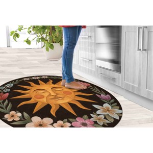 Alfombra Estampada - Diseño Moderno Boho con Flores, Fácil de Limpiar, Alfombra de Chenilla - Product Image 3