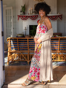 Attrayant bohème rayonne imprimé Maxi robe manches longues col en V vacances décontracté Midi longueur robe pour les femmes - Product Image 3