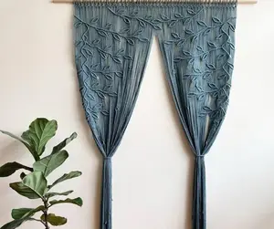 Customization Macrame Leaf Wall Hanging, Macrame Window Curtain, Boho Wall Art, Mid Century Modern - Product Image 1