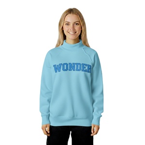 Sweat-shirt à col montant brodé pour femme, confortable, tricoté, toucher doux, anti-rides, respirant, automne-hiver, polyester/coton, décontracté - Product Image 1